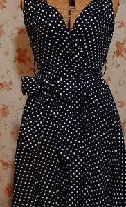 Navy & White Polka dot Swing dress